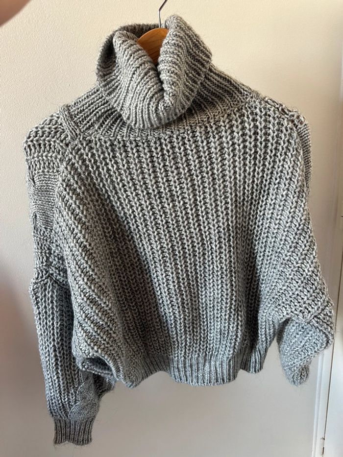 Gros pull à col roulé gris - photo numéro 3