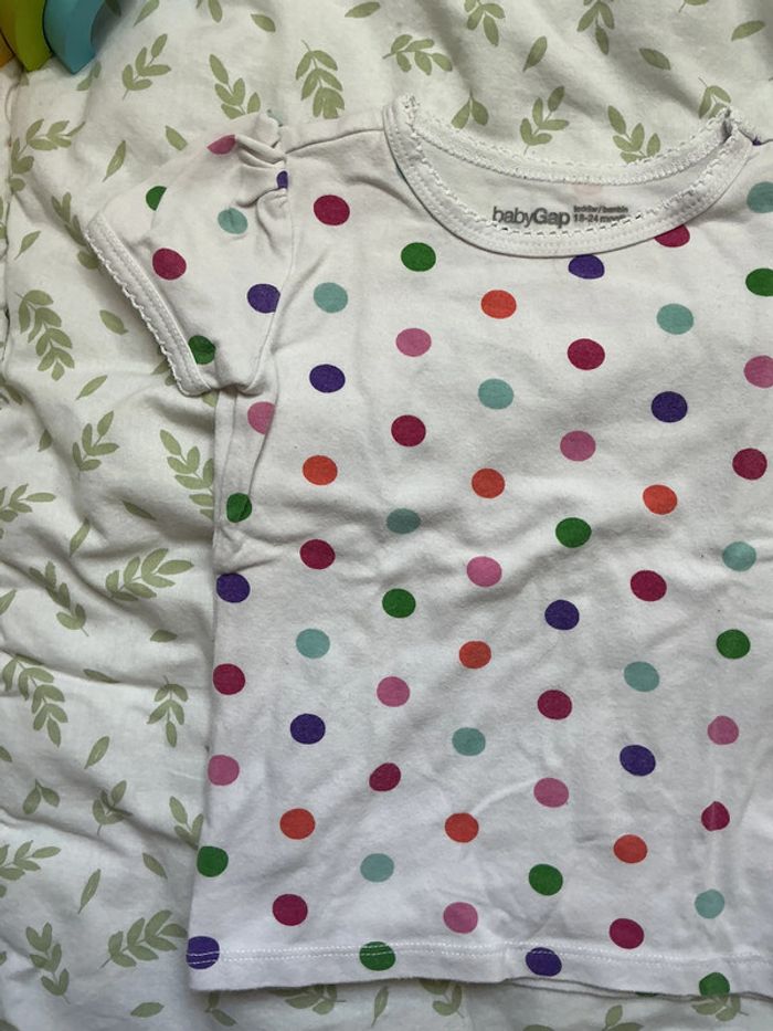 teeshirt manches courtes blanc à pois multicolore baby gap 18/24 mois - photo numéro 5