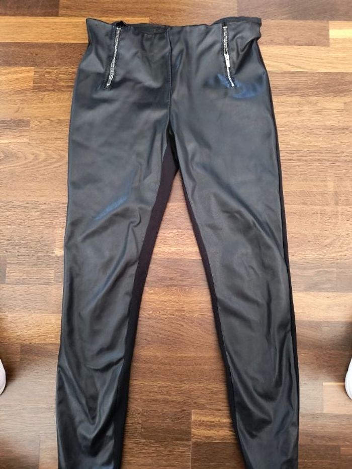 Pantalon bi matière femme noir