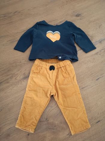 Ensemble 3 mois jaune et bleu marine