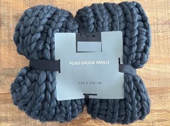 Plaid Grosse Maille Tendance - Gris Anthracite - Neuf étiquette