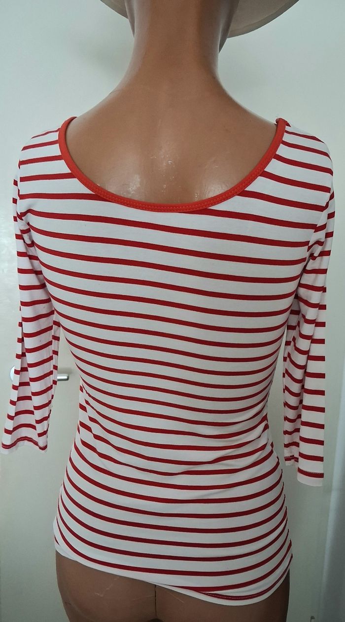 Top marinière rouge blanc Made in Italy manches 3/4 - photo numéro 6