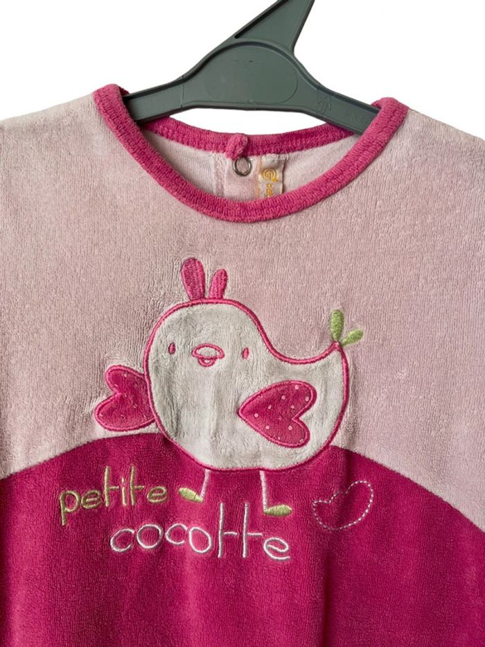Pyjama en velours violet et rose “petite cocotte” - Gémo 12 mois - photo numéro 2