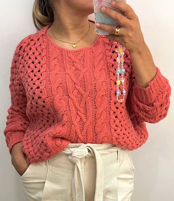 Pull Torsadée Maille Ajourée Taille Unique