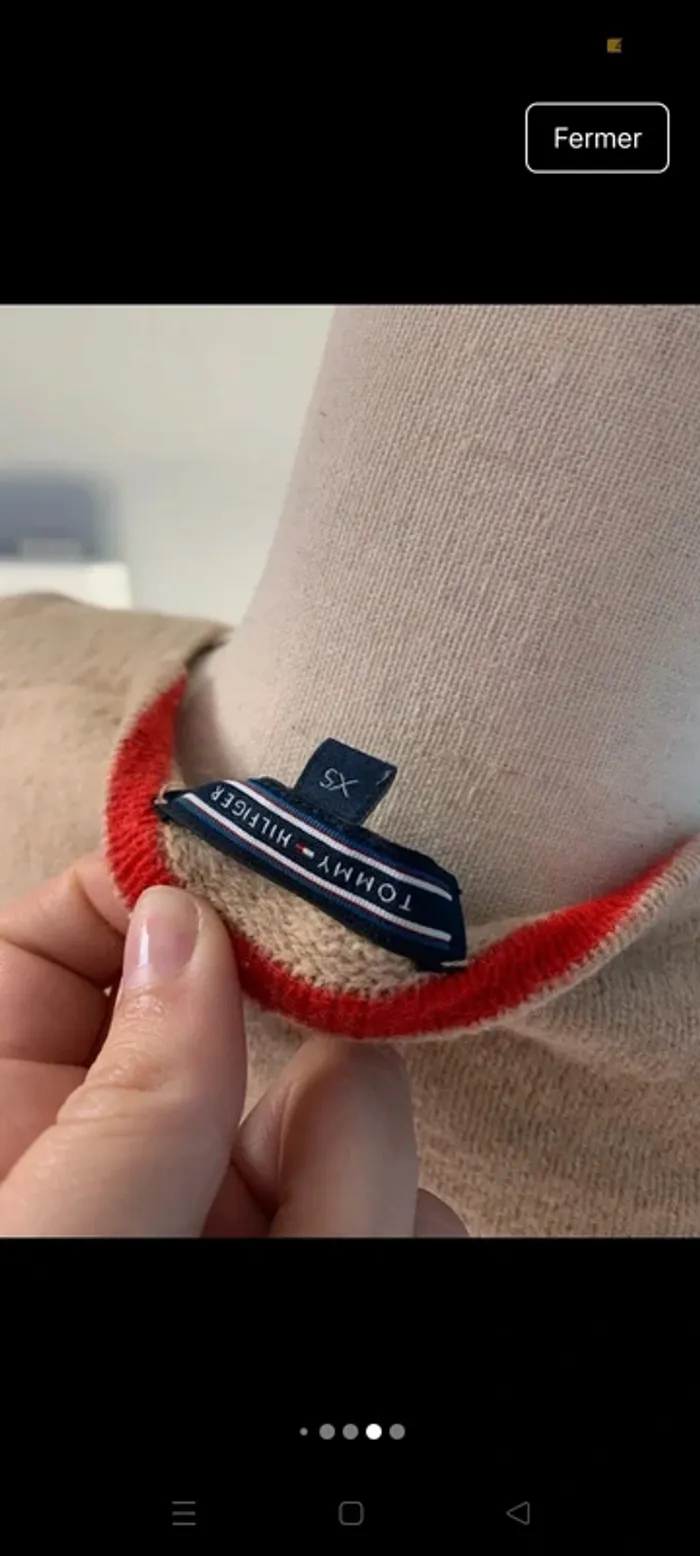 Pull col V cintré beige "Tommy Hilfiger" - photo numéro 3