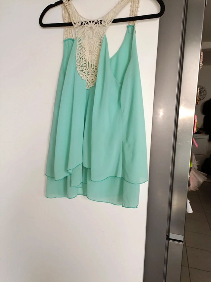 Top débardeur légère menthe - Dos dentelle - Taille unique - photo numéro 3