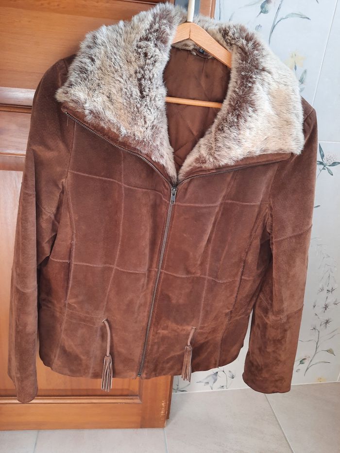 Veste cuir retourné taille 42 (XL) - photo numéro 9