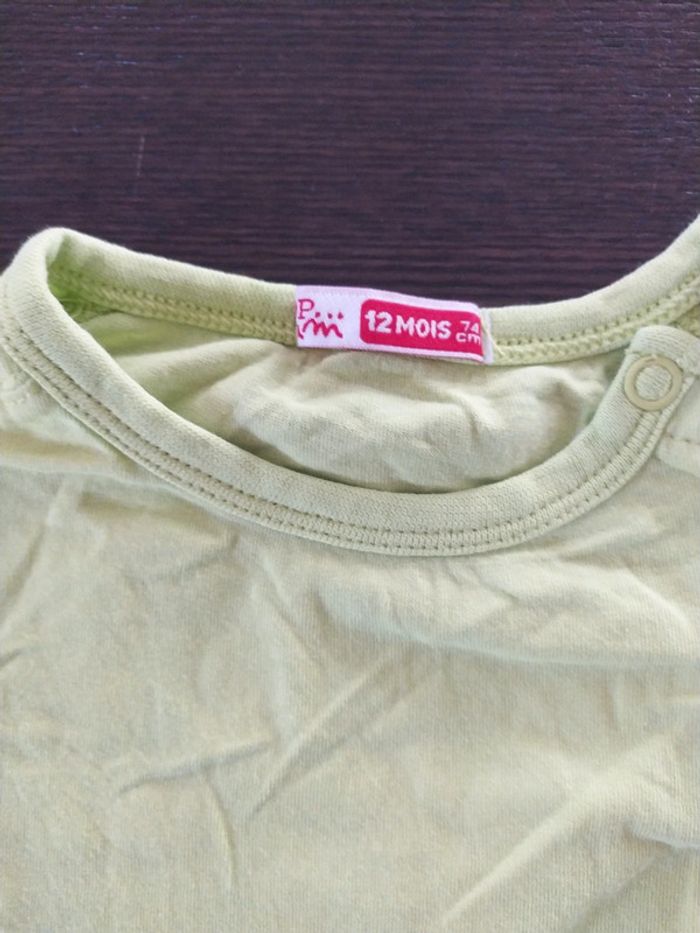 T-shirt été manche courte DPAM 12 mois vert pomme - photo numéro 3