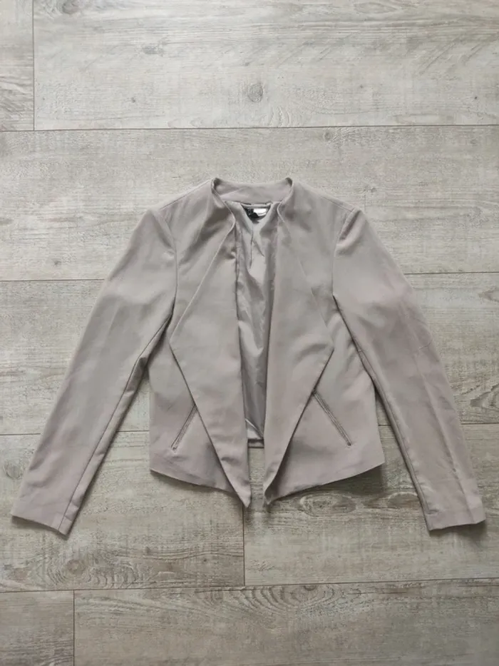 Blazer manches longues taupe avec poches zippées gris taupe taille 38 H&M - photo numéro 6