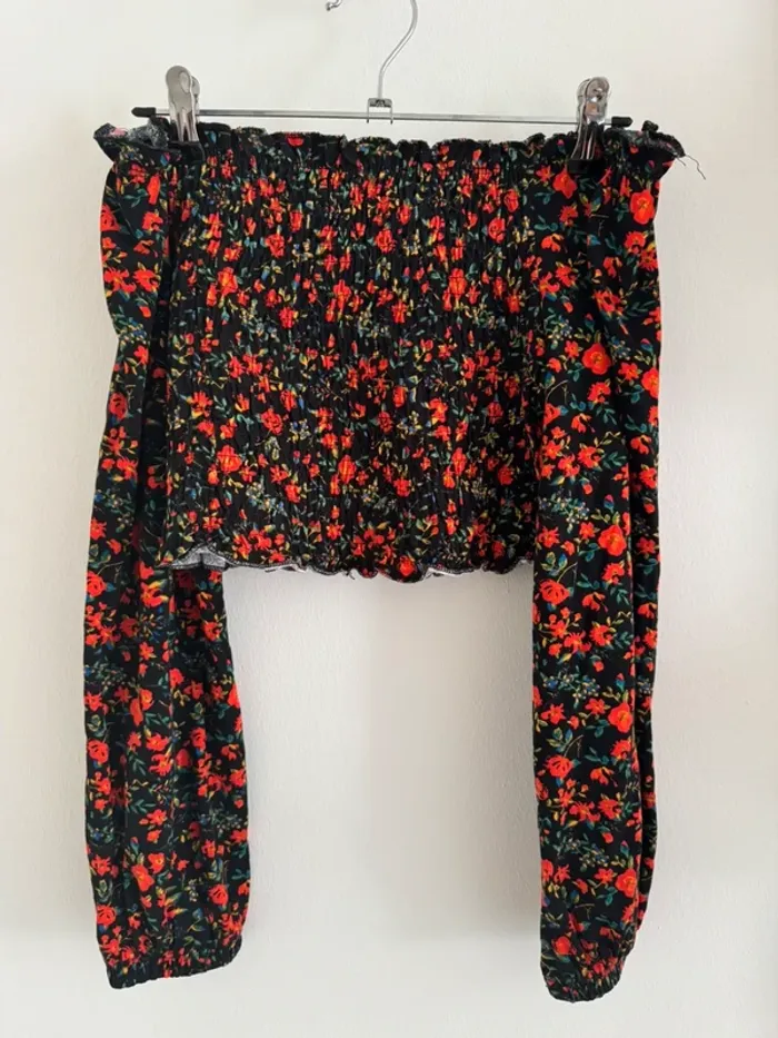 Top court été manche longues épaule dénudées femme - photo numéro 2