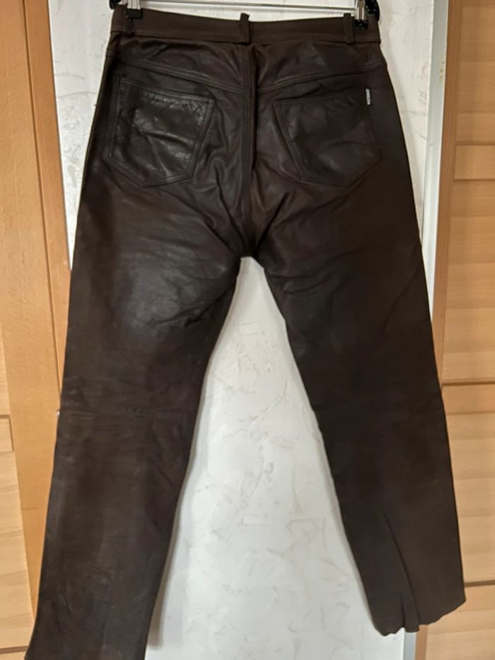 pantalon cuir marron moto