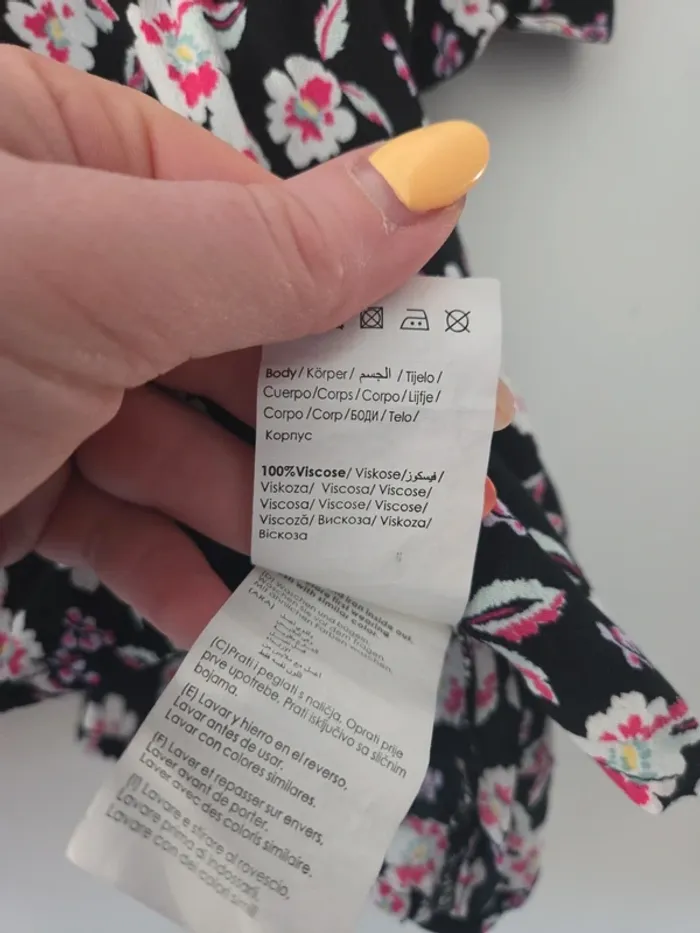 Chemisier blouse manche 3/4 femme fleuris noir TBE taille 42 pimkie - photo numéro 4