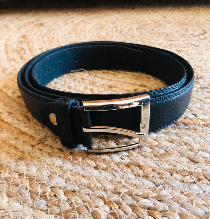 Ceinture homme cuir noir neuve black leather belt - photo numéro 4
