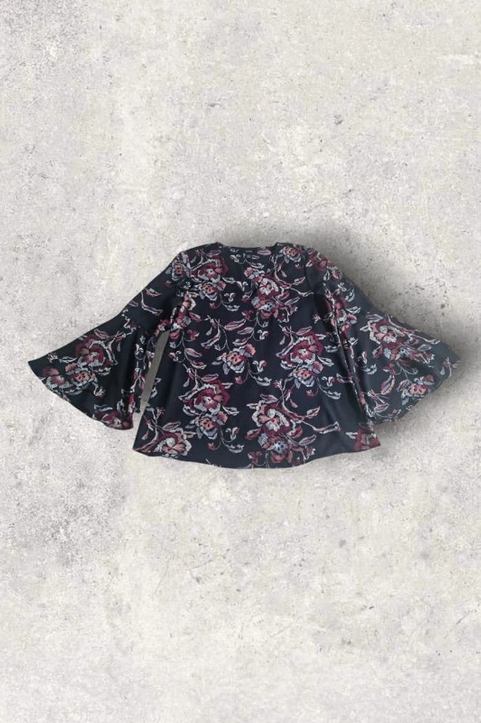 Blouse fluide Alfani manches 3/4 et évasées noir a motifs taille 4 (38)