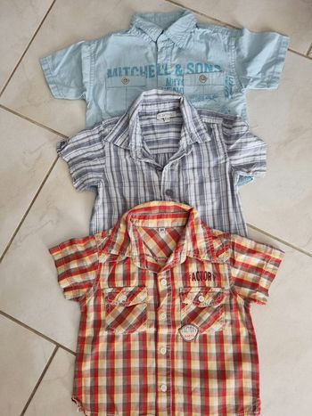 Lot 3 chemises manches courtes 18 mois 