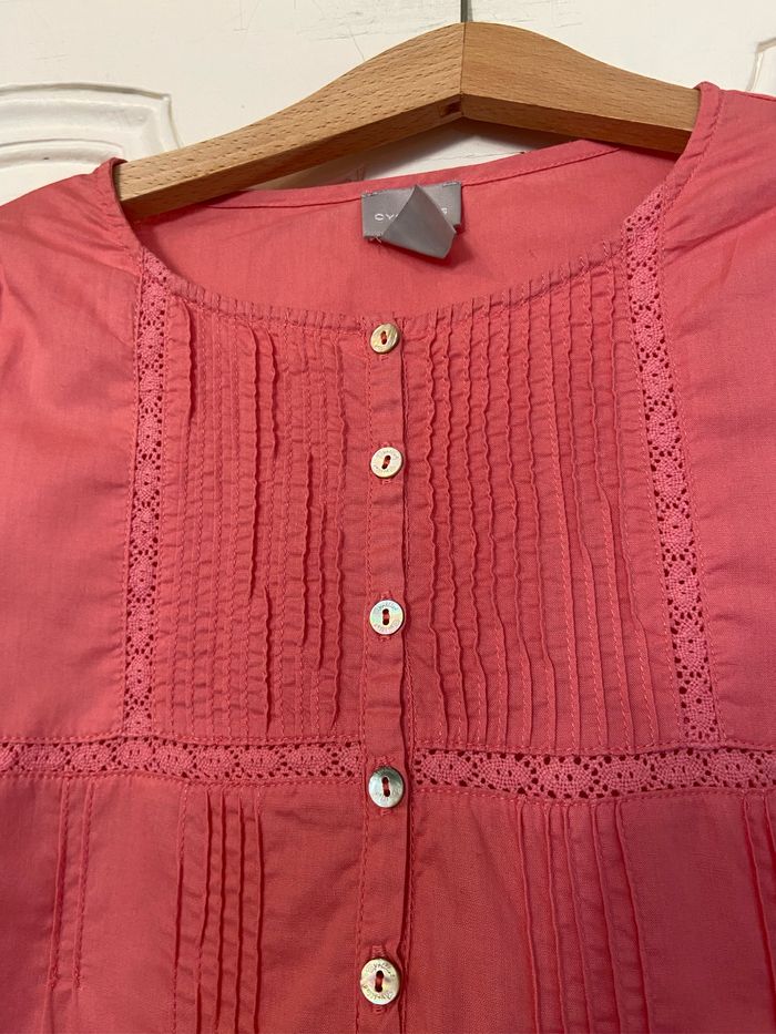 Blouse volantée Cyrillus rose corail taille 8 ans neuve - photo numéro 9
