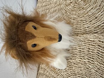 peluche chien colley style Lassie marron blanc