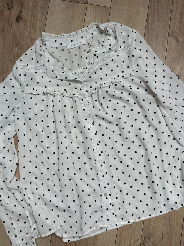 Blouse à petit pois blanc noir Promod taille 36 - photo numéro 2