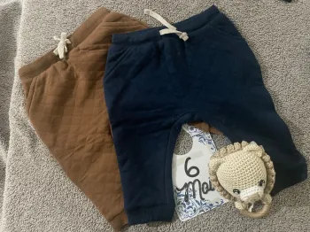 Duo pantalons marron+bleu