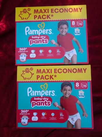 2 cartons de couches Pampers pants culottes T8 taille 8