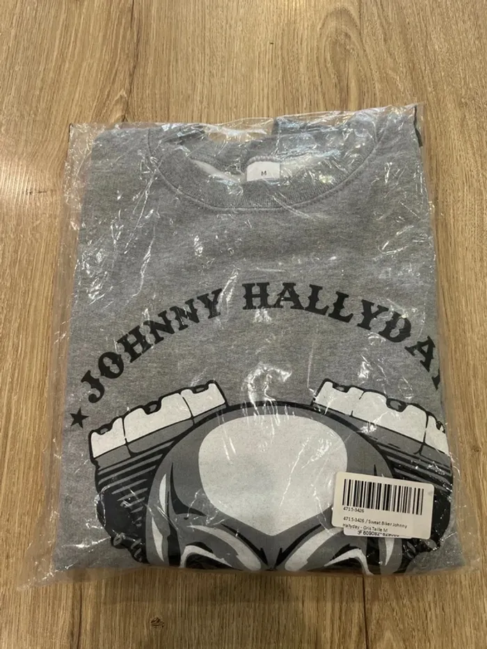Sweat gris fan Johnny Hallyday taille M neuf sous blister