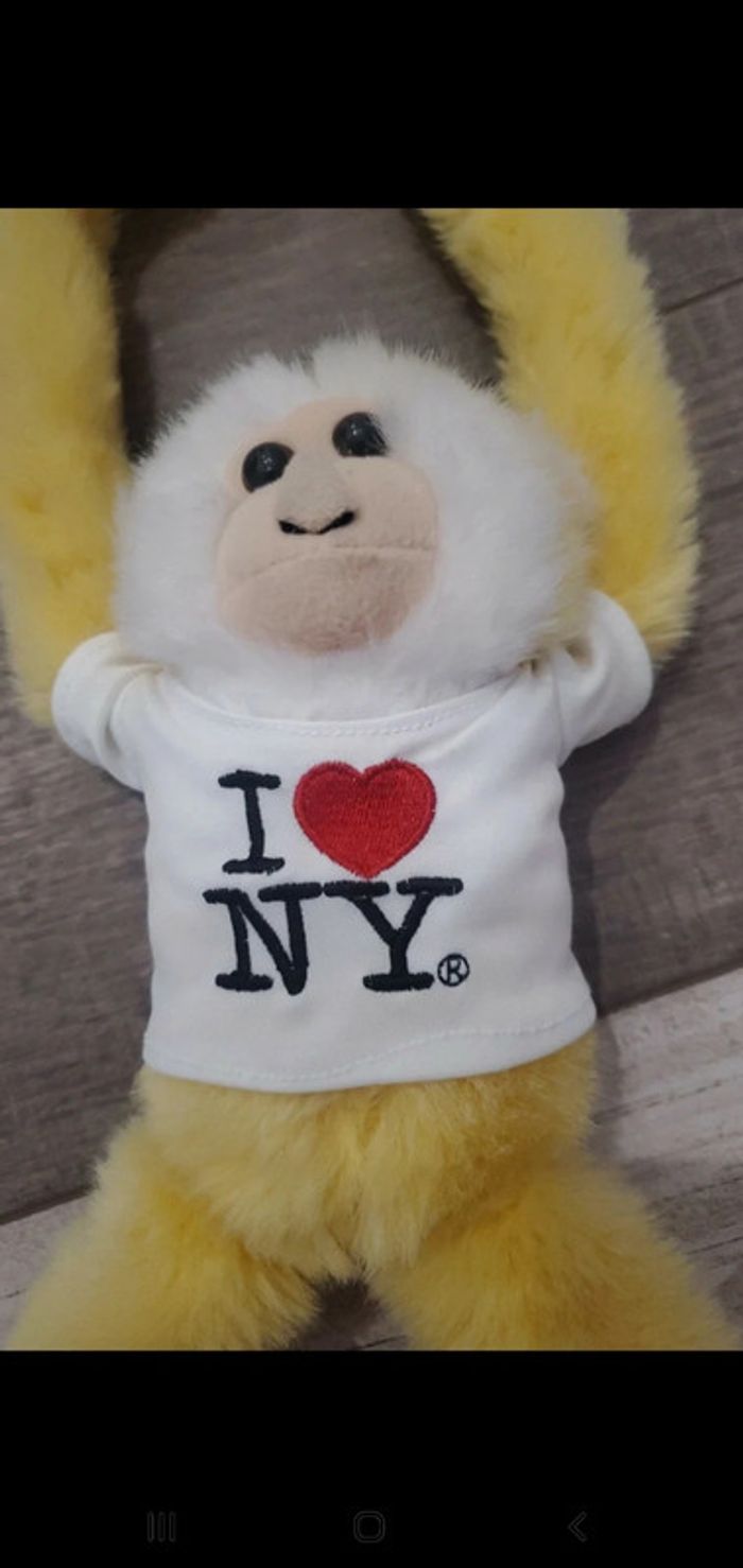 Peluche singe jaune - I love NY - 64 cm - photo numéro 3