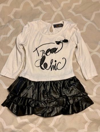 Robe  à épaulette jupe en simili cuir