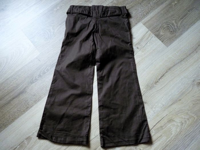 Pantalon fille ceinture à revers Confetti 6 ans marron satiné TBE - photo numéro 2