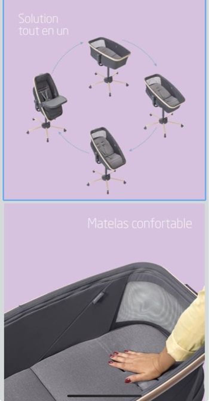 Maxi-Cosi Alba Berceau bébé 3 en 1, Lit bébé, Transat bébé inclinable et Chaise Haute bébé, Tissus 100% recyclés, Naissance à 3 Ans (15 kg), - photo numéro 2