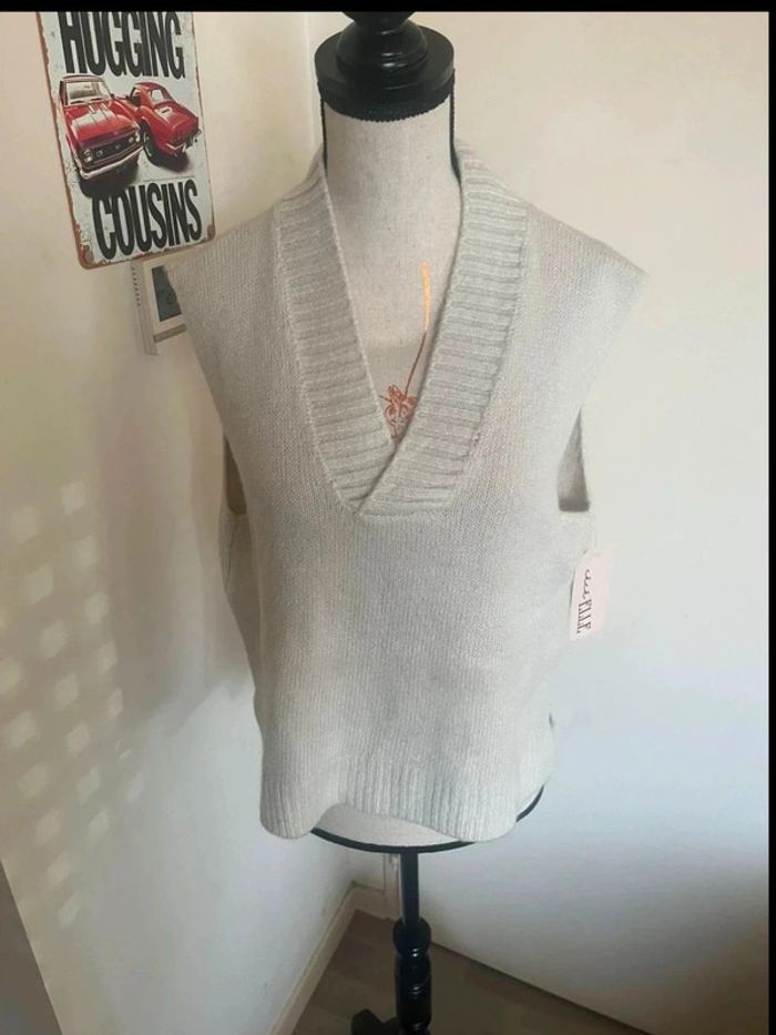 Pull sans manche col V Made in italy taille unique