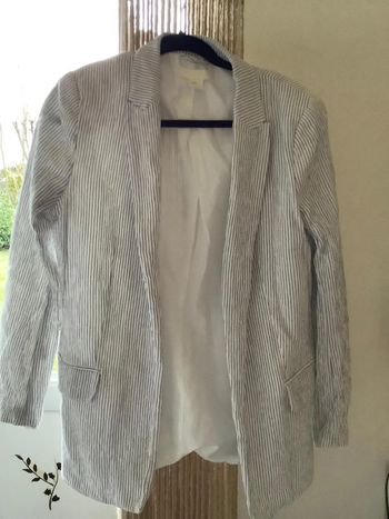Blazer blanc à rayure fines blanc et bleu H&M taille 38