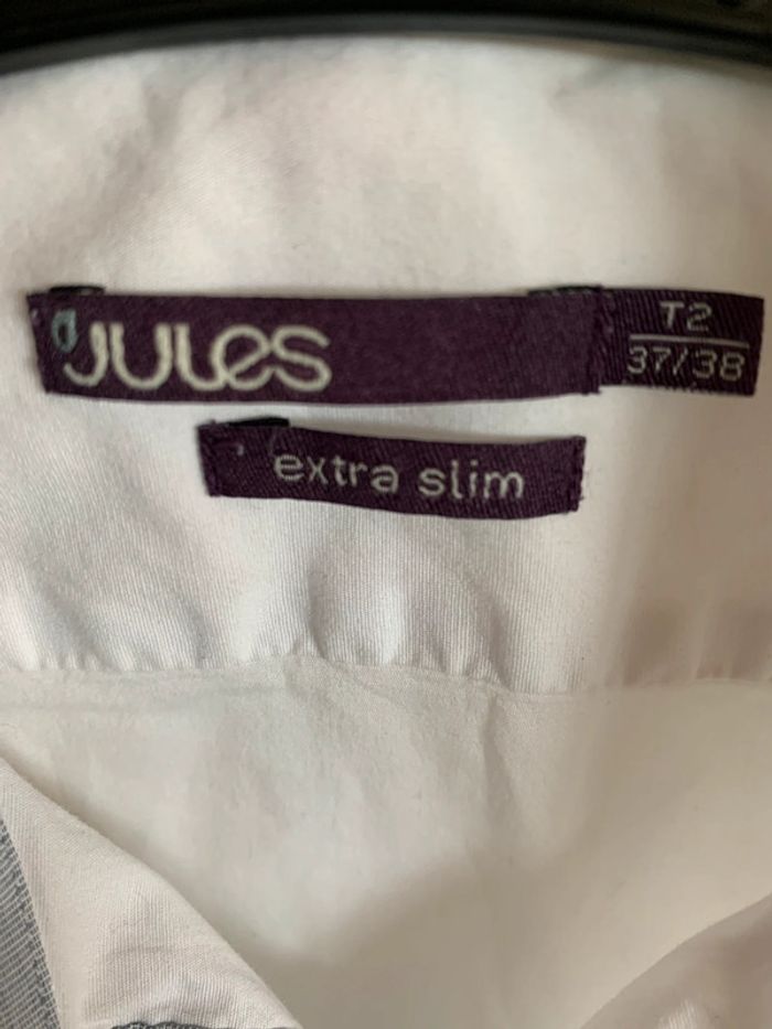 Chemise blanche manches longues taille 37/38 Jules Extra slim col gris - photo numéro 5