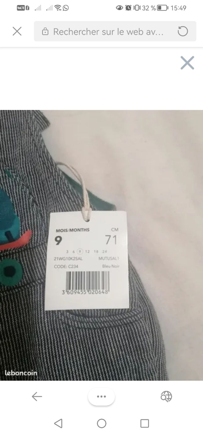 Salopette 9 mois - photo numéro 2