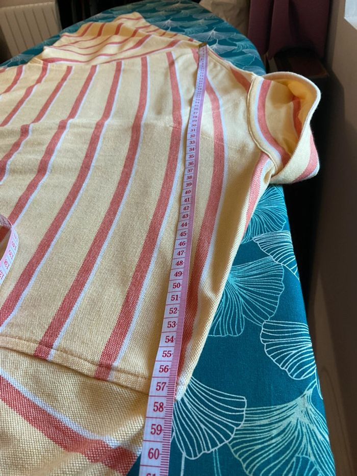 Polo jaune pâle et corail pour homme Tommy Hilfiger taille L 040 - photo numéro 6