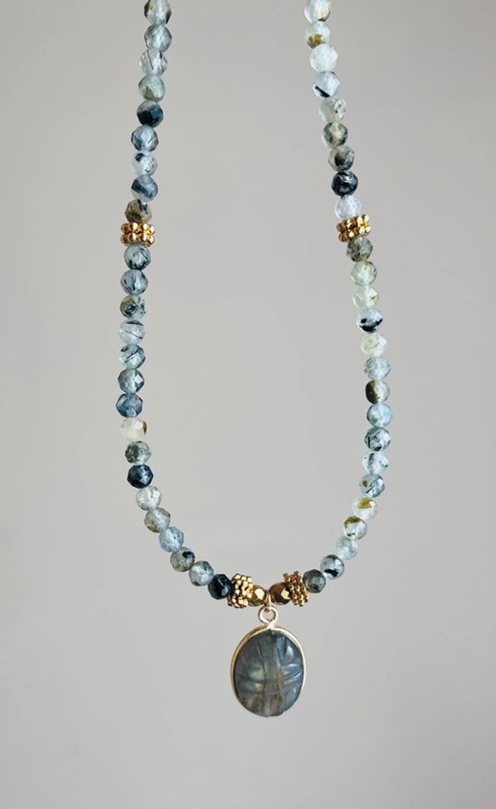Collier talisman scarabée Labradorite et Préhnite - photo numéro 9