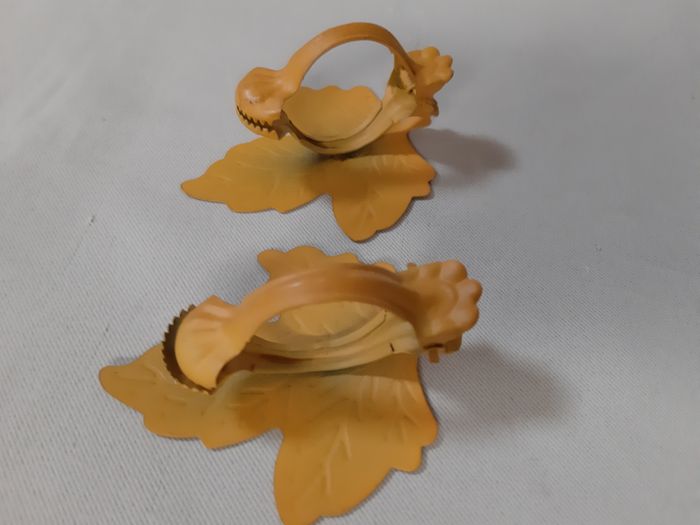 lot de 2 pinces à rideaux grandes feuilles jaunes - décoration d'automne - photo numéro 3