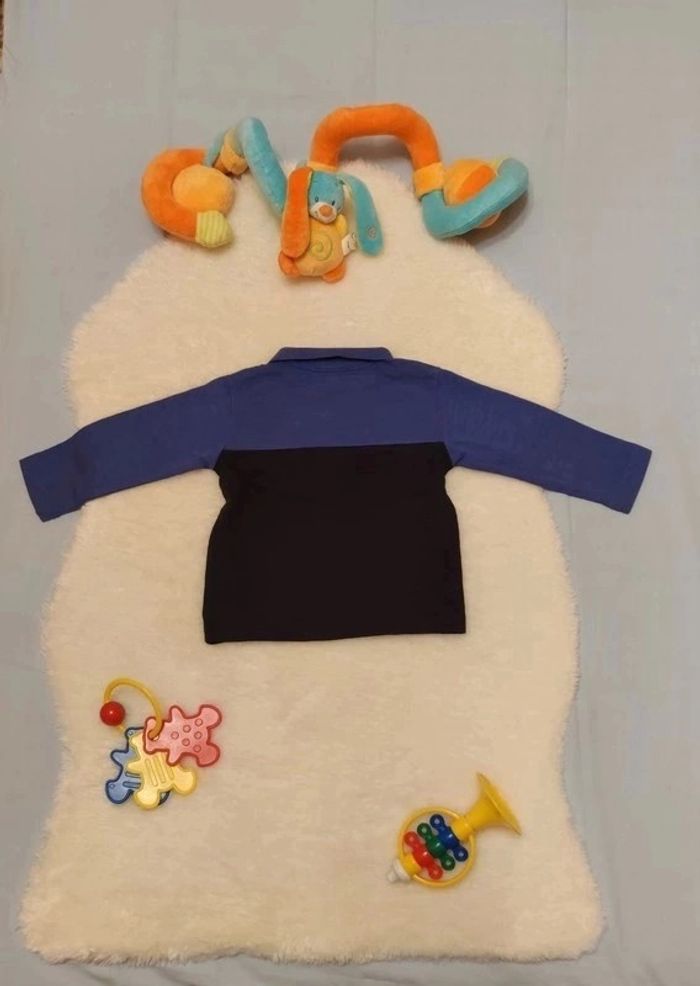 Polo manches longues tricolore T. 74cm / 9 mois Baby Club 💮 100% Coton - photo numéro 3
