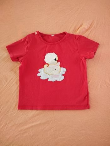 * T-shirt rouge motif poussin T3A