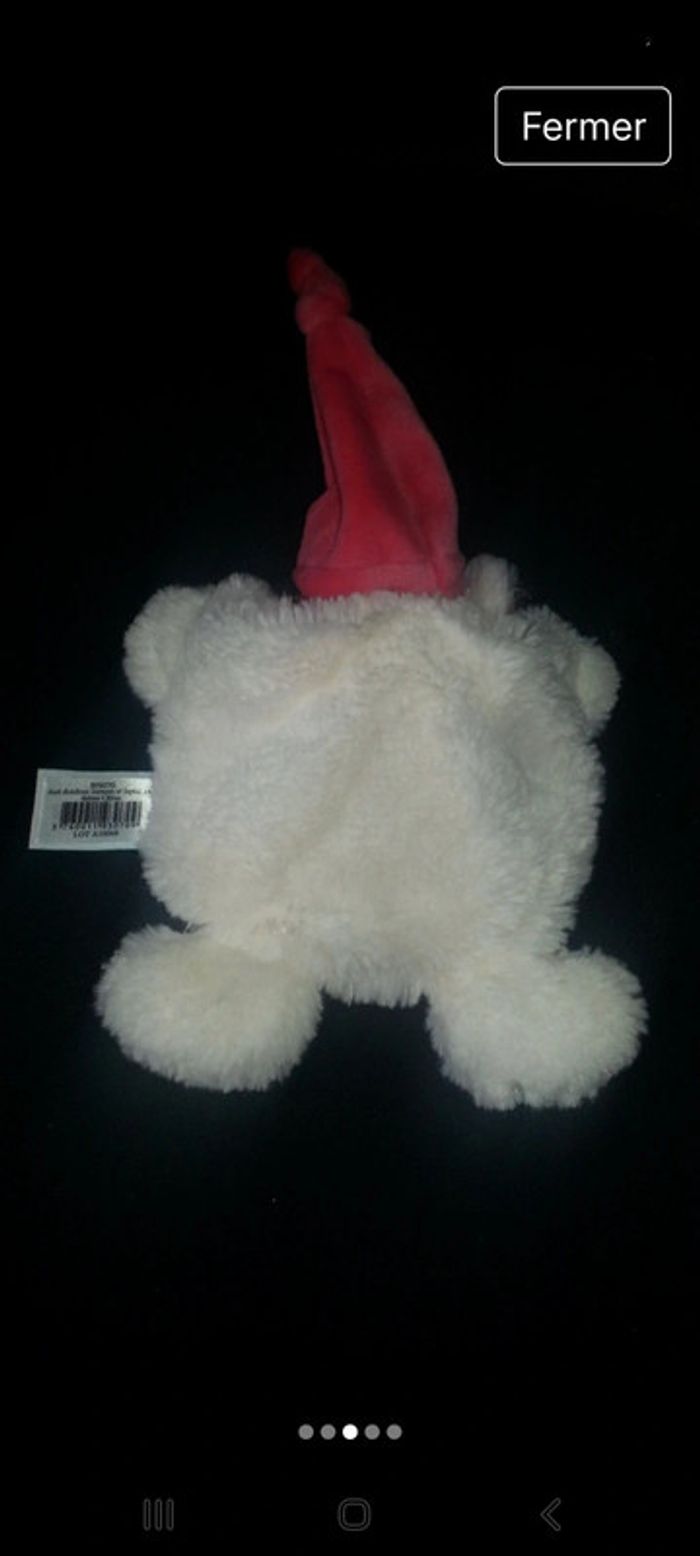 Doudou plat ours fuschia et
blanc *Câlins* BN070 - photo numéro 3