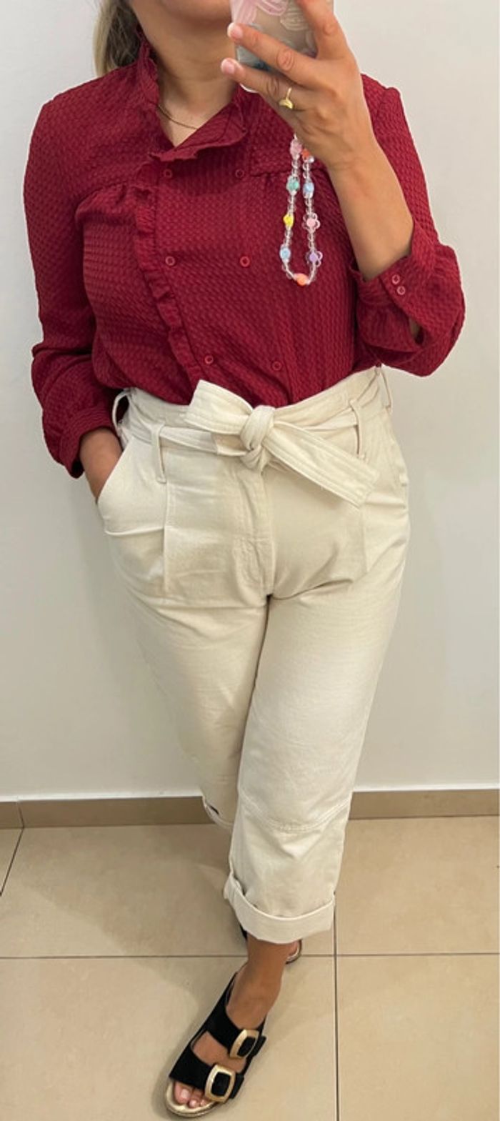 Chemise Zabou Gaufré Ba&sh Taille 34-36 - photo numéro 3