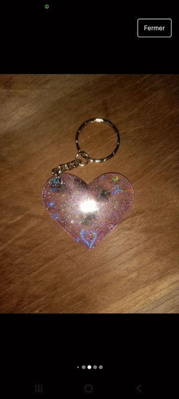 Porte clé cœur holographique epoxy