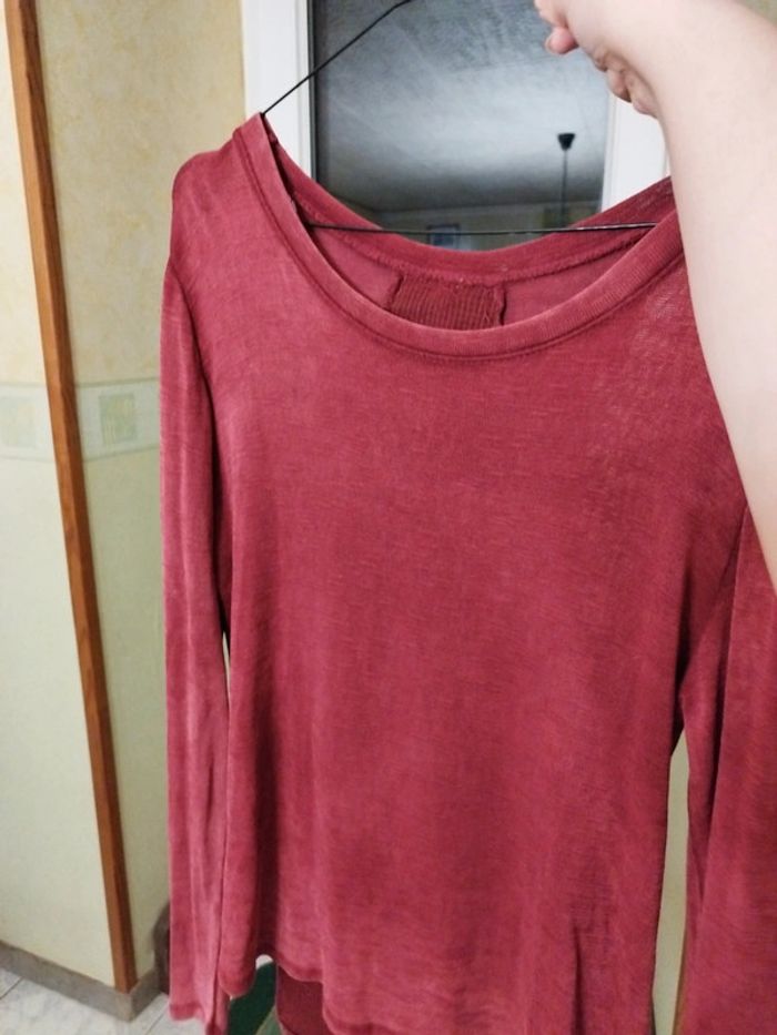 T-shirt top bordeaux sequin nœud dos y2k L/40 - photo numéro 11