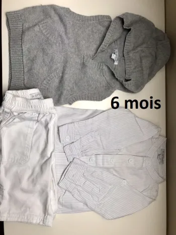 Lot pantalon, chemise, pull sans manche 6 mois