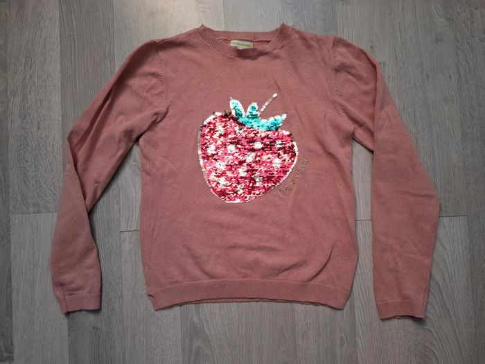 Pull fin fraise à sequins Vertbaudet 10 ans rose