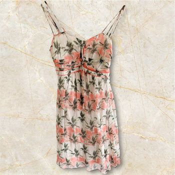 Robe été fluide abricot rose vert avec doublure kookai taille 34 XS