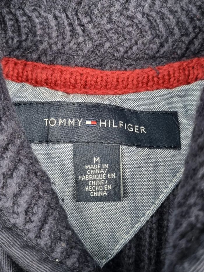 Pull col châle Tommy Hilfiger – Bleu marine – Taille M Hommes (mesures en photos) - photo numéro 6