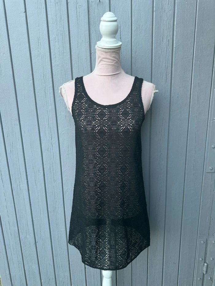 Robe noir dentelle dessus maillot de bain été