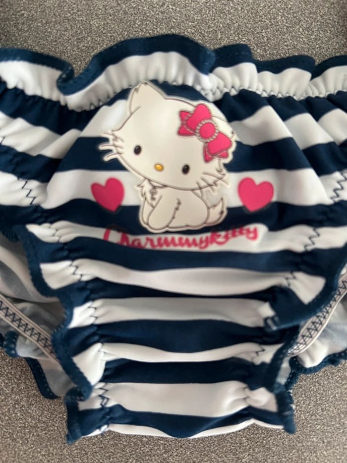 Maillot de bain rayé bleu blanc Hello kitty taille 6 mois - photo numéro 3