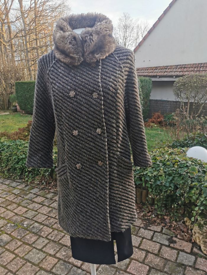 Manteau Zara knitwear col fausse fourrure - photo numéro 3