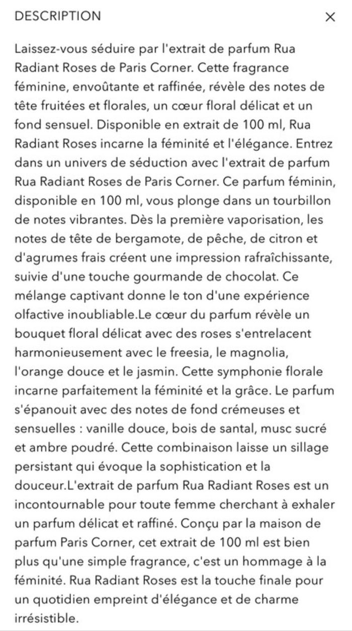 Parfum Paris Corner - RUA Radiant Roses  100ml - photo numéro 3